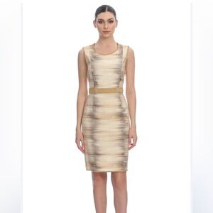 M15 Ports 1961 Elegant Beige and Brown Sleeveless Dress‎